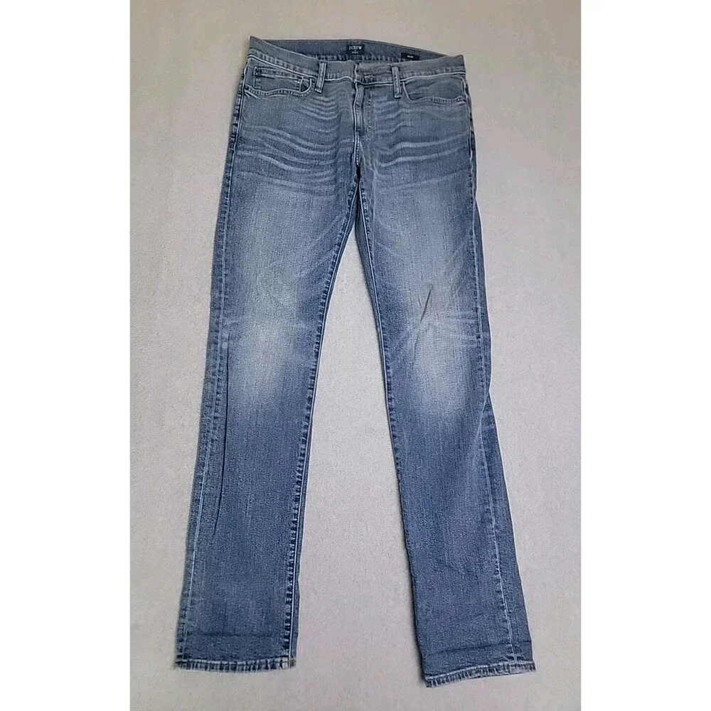 J Crew Outfitters Jeans Mens 33 34x33 Slim Straight Mid Rise Blue Stretch Preppy